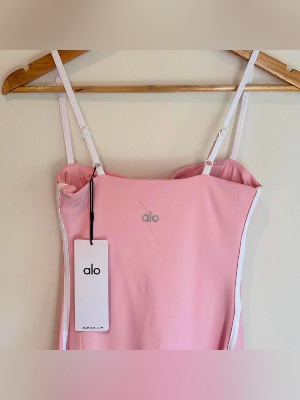 ALO Yoga Pink Mini Dress with White Trim - Picture 2 of 2